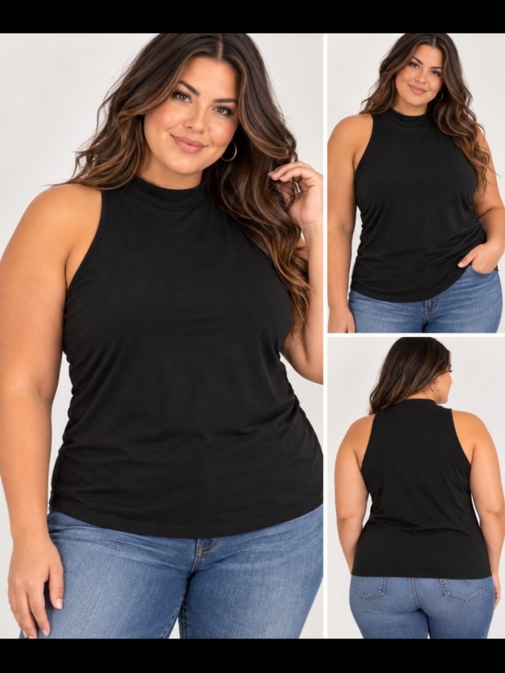 Torrid Black Mock Neck Sleeveless Tank Top Plus Size 3 3X